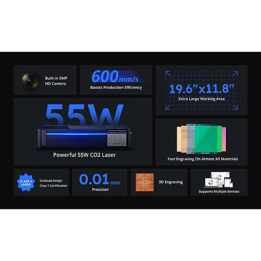 AtomStack Hurricane 55W CO2 Laser Cutter
