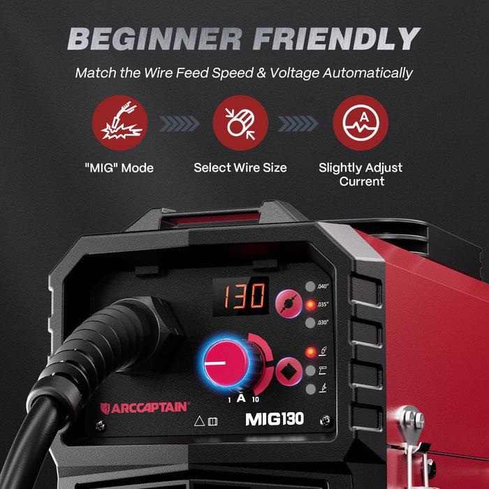 MIG130 portable no-gas flux core welder