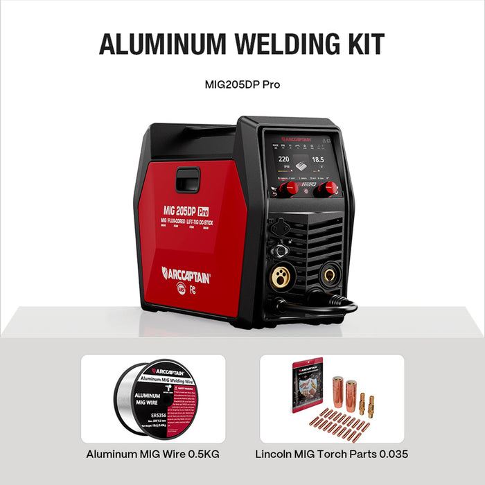 MIG205DP Pro aluminum welding kit contents