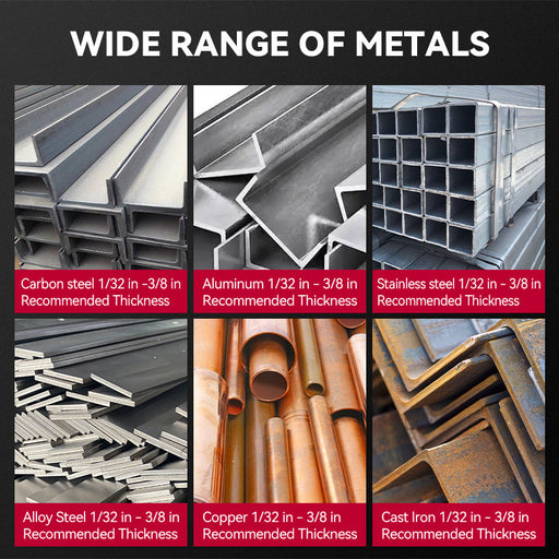 MIG205 Pro weldable metals and thickness