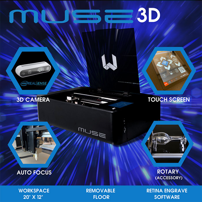 Full Spectrum Laser Muse 3D Autofocus 20"x12" Desktop CO2 Laser