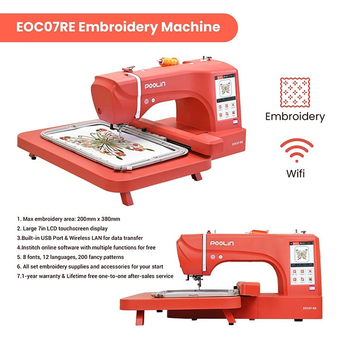 POOLIN EOC07 Computerized Home Embroidery Machine