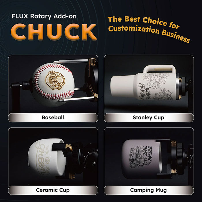 FLUX beamo Chuck Rotary Add-on